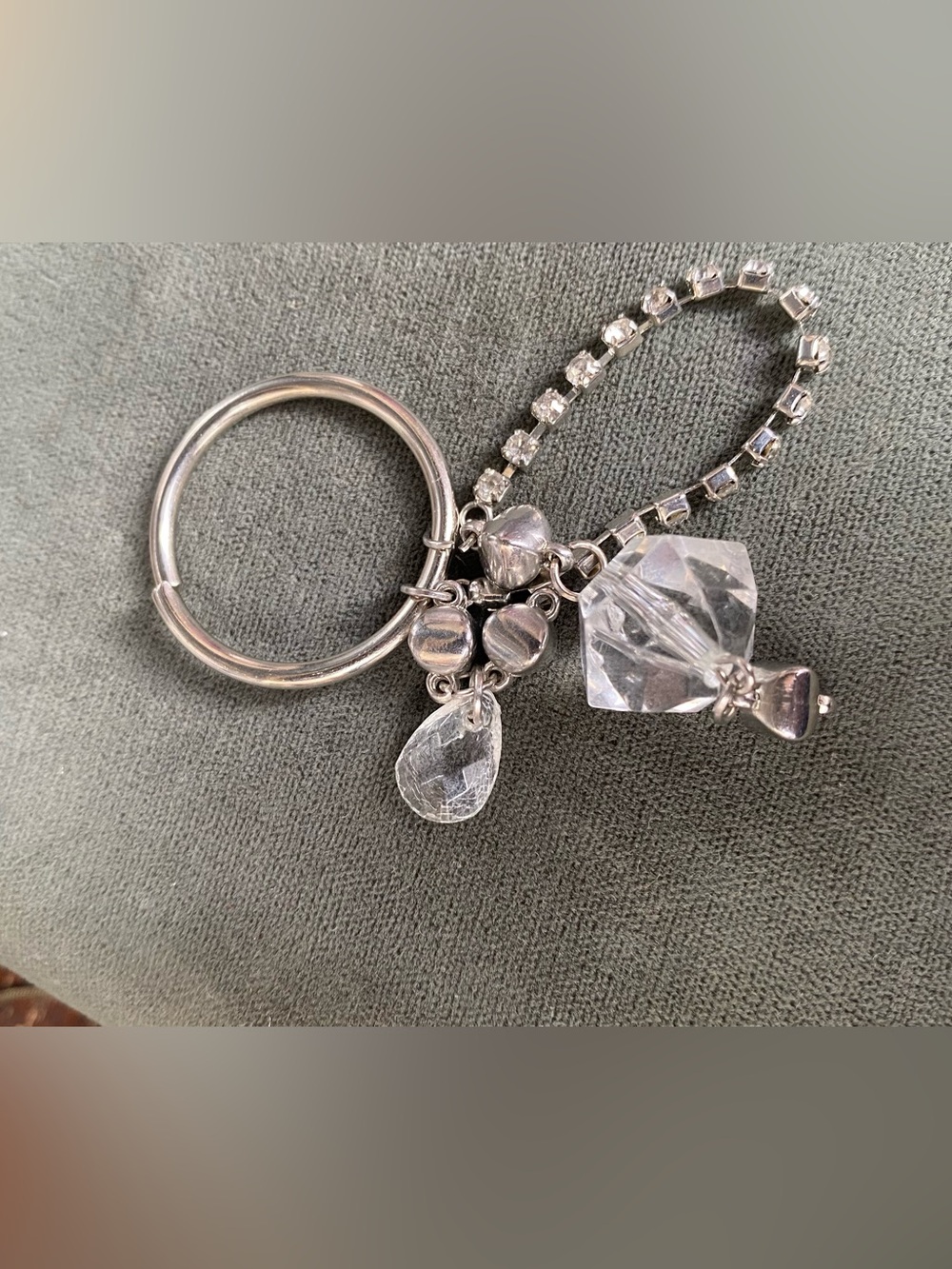 CDC Crystal Charm Keyring - Clear & Silver